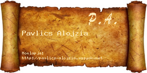 Pavlics Alojzia névjegykártya